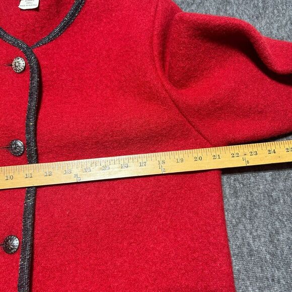 LL BEAN Pure Wool Cardigan Jacket Small‎ Womens Red Made In Austria Coat - Picture 5 of 9